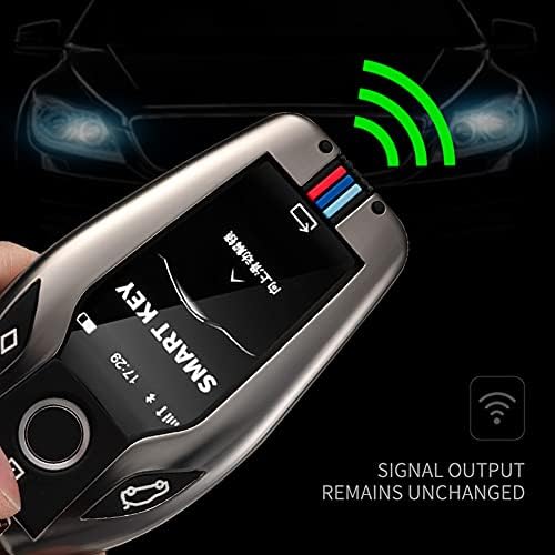 Happyit Zinc Alloy + Silicone Car Key Cover Cases fit for Bmw LCD Screen Keyless Auto Accessories 360° Water Proof Protect with Fluorescence (Matt color)