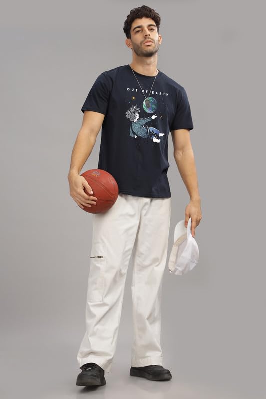Image of XENOVAURBAN Men's Graphic Printed RN-Earth Round Neck Regular and Plus Size Cotton T-Shirt
