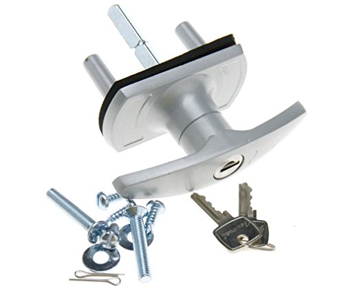 Cerradura para puerta de garaje, con espigas de fijación de 18/35mm y mango de 50/75mm, compatible con HENDERSON o CARDALE., plateado