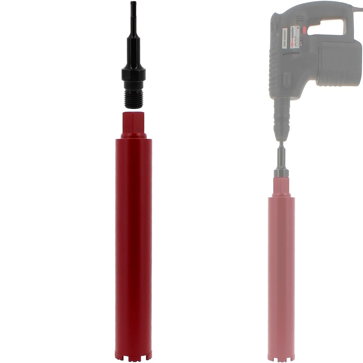 Couronne diamant Ø 71 mm avec adaptateur perceuse et perforateur SDS-plus