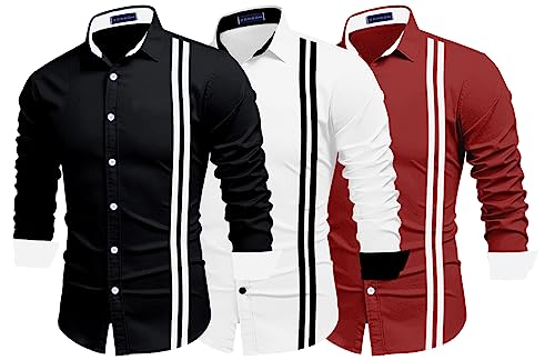 Image of Zombom Men's Striped Regular Fit Shirt