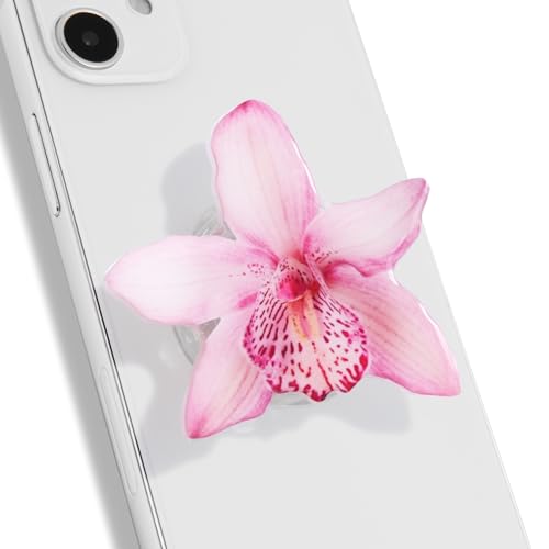 On The Grip Floral Moth Orchid Phalaenopsis Phone Grip - Collapsible Smartphone Stand Acrylic Aesthetic Holder (Blush Pink Orchid)