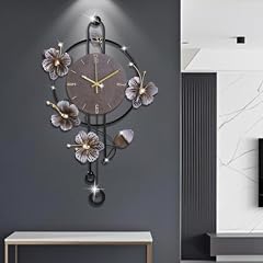 Wall Clock, Silent Quartz Movement Battery Operated with Pendulum, Oversized Metal Modern Large photo Wall Clock, Silent Quartz Movement Battery Operated with Pendulum, Oversized Metal Modern Large