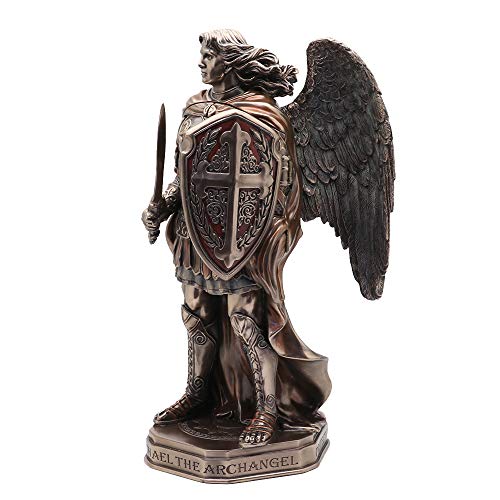 Estatua de Arcángel San Miguel en Bronce Antigua 11 3/8 pulg miniatura 4
