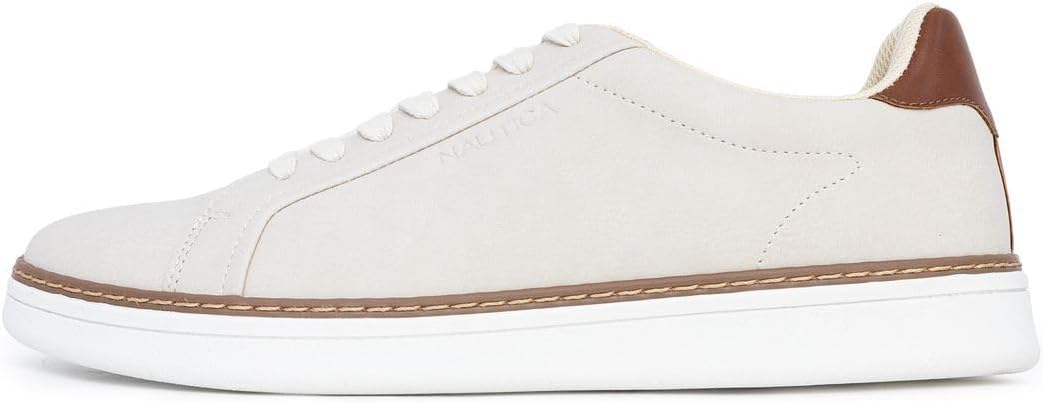 Nautica Men’s Casual Court Fashion Sneakers Classic Low-Top Lace-Up Shoes Comfortable Everyday Walking Style with Durable Outsole and Vegan Leather Upper