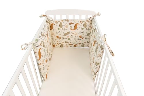GHIOCUSCINI | Protezione Lettino Culla Neonato Dinosauro 100% Cotone Traspirante, 43x180cm, Made in Italy, Protezione...