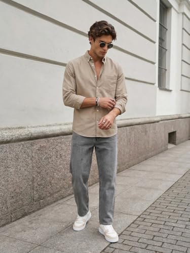 Image of Urbano Fashion Men's Cotton Full Sleeve Regular Fit Solid Oxford Shirt with Button-Down Collar
