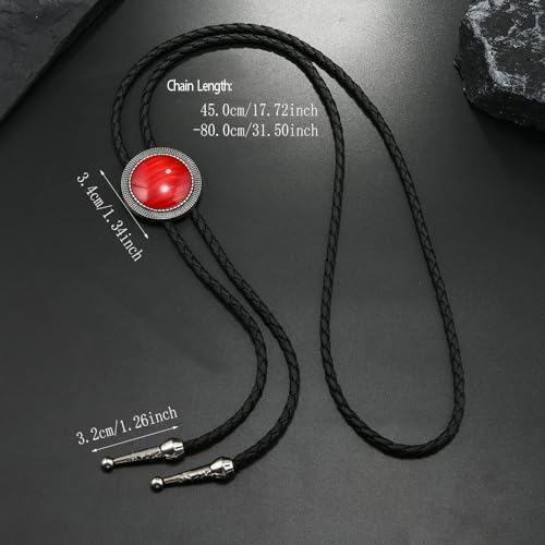 Image of Joxevyia Bolo Tie for Men Vintage Cow Skull Leather Rope Western Cowboy Necktie Vintage Bola Tie Gift for Him