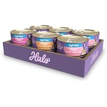 Halo Wet Cat Food Variety Pack, Grain Free Three Canned Wet Cat Pate, Chicken Stew, Salmon Stew & Turkey Stew, 5.5 Oz Can Pack of 12