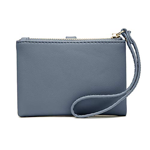 Aoxonel Womens Wallets Small Rfid Bifold Wristlet,Ladies Wallets For Card Coin,Change Purse With Wrist Strap (Blue) #TOP4