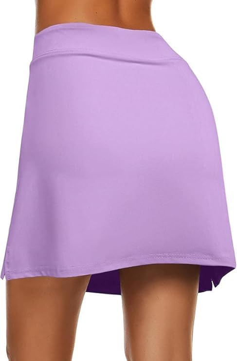 Image of Jawdrobe Women's Women's & Girls High Rise Flared Skorts Stretchy Opaque Skater Skirts with Shorts