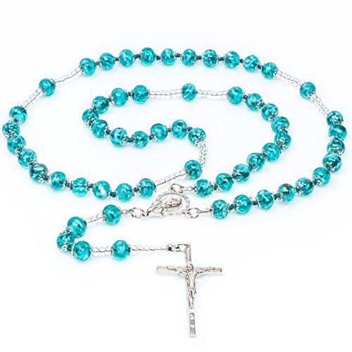 Authentic Murano Glass Catholic Rosary - Somerso Beads - Lampwork - Handmade Genuine Venice Glass - Hand Blown Glass - Vintage - Religious