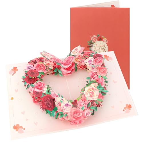 Image of Norbiariz 3D Pop Up Birthday Day Cards - Rose Wreath Mum Birthday Card for Valentine's Day, Mother's Day, Anniversary, Birthday, Romantic Love Birthday cards for Her, Wife, Girlfriend, Mom