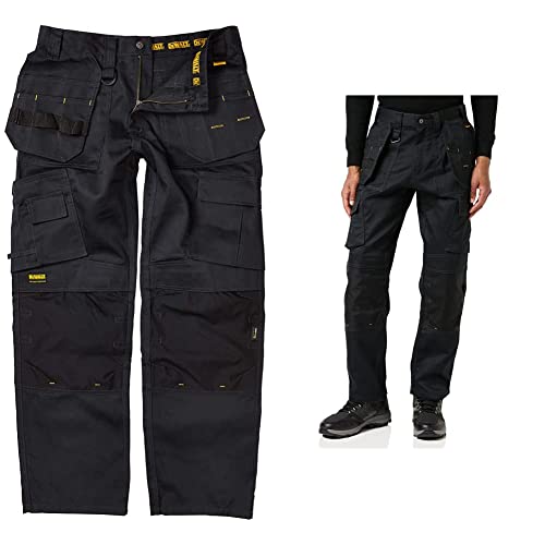 DEWALT Pro-Tradesman Black Knee Pad Holster Trouser, 36 Waist, 33 Leg & Men's Work Pro Tradesman Black Trousers Waist 34in Leg 33in, Black, 34W 33L UK
