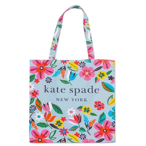 kate spade new york Cute Canvas Tote Bag for Women, Canvas Beach Bag, Book Tote with Pocket, Safari Floral