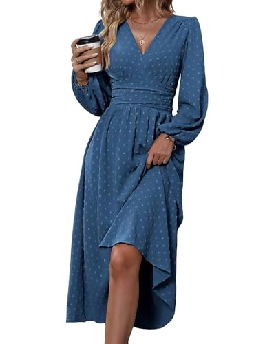 FIMARSTED Swiss Dot Blue Maxi Dress