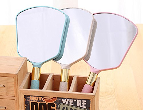 XPXKJ Handheld Mirror with Handle, for Vanity Makeup Home Salon Travel Use (Square Beige)