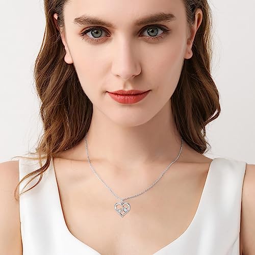 Diamond Heart Necklace Sterling Silver Sea Turtle Flamingo Fox Rose Flower Mushroom Frog Teddy Bear Gymnast Butterfly Feet Three Hearts Pendant Necklaces for Women Heart Jewelry Gifts (Sea Turtle)3