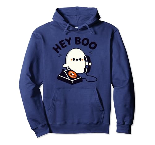 ¡Hey Boo! Spooky Season Groovy Ghost Lindo Teléfono de Halloween Sudadera con Capucha