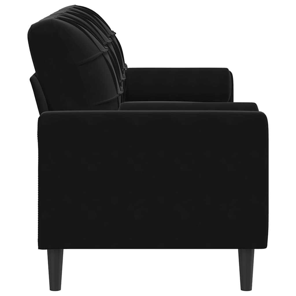 Sofá de 3 plazas de terciopelo negro con cojín decorativo de metal