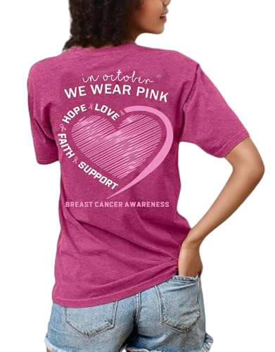 Breast Cancer Shirts for Women Breast Cancer Awareness Tshirt Pink Ribbon Survivor Gifts Inspirational Short Sleeve Top3