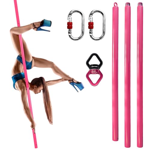 PRIOR FITNESS Aerial Flying Pole Set, 3m Pink Hanging Pole,