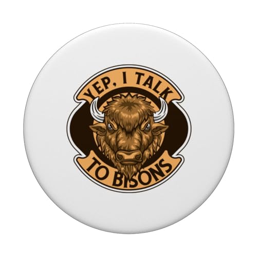Yep I Talk To Bisons Buffalo American Bison Bovinae Bison PopSockets Swappable PopGrip, Black - Image 3