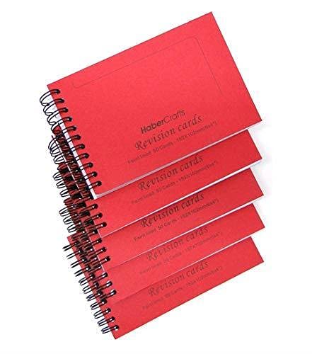Habercrafts Revision Cards Book Lined Flash Card Revision Notebook Record Pad Index Flash Notes Cue Wire Spiral Bound Feint Ruled Notebooks (5 Books - 250 Sheets)
