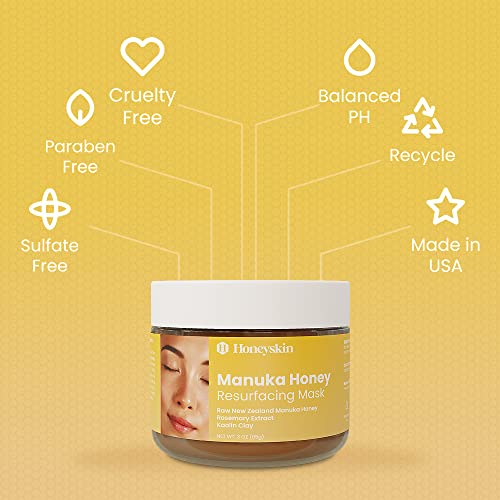 Honeyskin Bentonite Clay Face Mask With Manuka Honey - Gentle Face Exfoliator - Hydrating Facial Mask For Acne Prone And Dry Skin - Face Mask Skin Care W/ Pore Minimizer And Deep Cleanser (3Oz) #TOP7