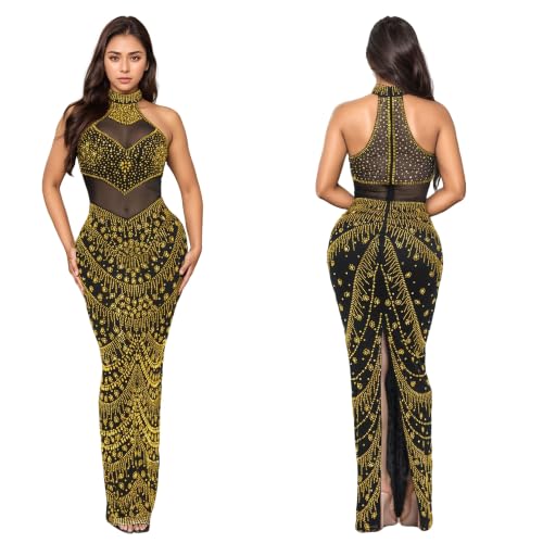Image of Nagfar Women Rhinestone Sequin Birthday Party Sexy New Year Formal Dress