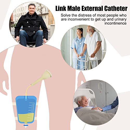 Trelaco 30 Pcs Male External Catheter Urinal Bag Latex External Catheter For Men Catheter Supplies 30Mm Condom Catheters With 3 Rolls Male External Catheter Fixer #TOP1