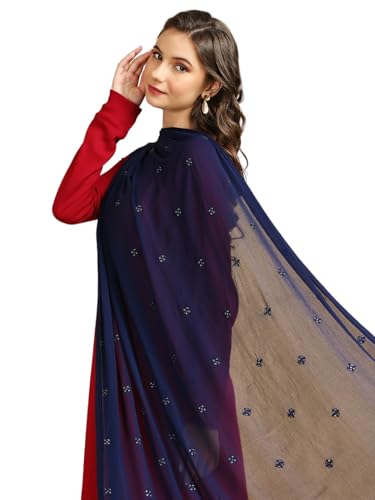 Image of DUPATTA BAZAAR Women's Embroidered Chiffon Dupatta with Delicate Sequins