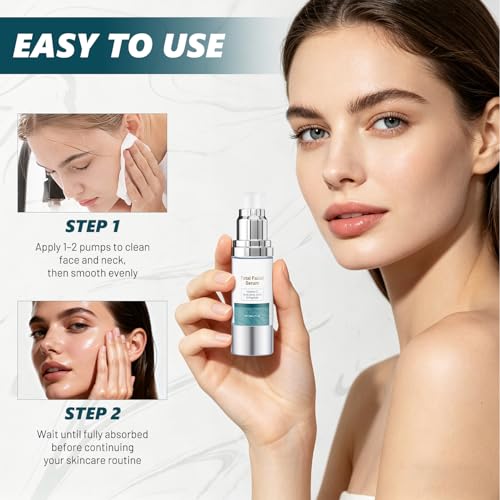 DOUNIU Total Facial Serum, Anti-Aging Vitamin C Serum, Hyaluronic Acid & Peptides, Hydrating Moisturizing Skin Care, 1 Fl Oz