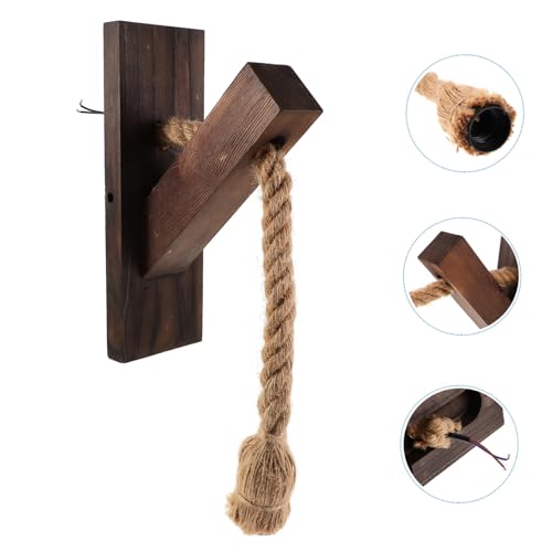 Aplique de pared de madera y cuerda DOITOOL con lámpara de iluminación cálida 2
