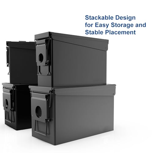 PATRON 30 Cal Ammo Can Metal 9mm Ammo Box Storage Crate case for Shotgun Bullet Rifle Nerf Ammunition Waterproof case-Gard Organizer(Black)