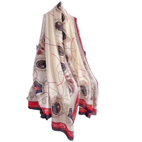 Image of MALINA Women's Polyester Silk Satin Stole Scarf - Soft Lightweight Fashion Wrap, Elegant Floral & Gradient Design, summer stole,Scarf For Women,Premium Stole,Large Size 180x90 cm'