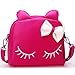 WuWuFamily PU Leather Girl Purse Cat Ear Bag Kids Mini Backpack Cute Shoulder Bags for Girls (Hot Pink)