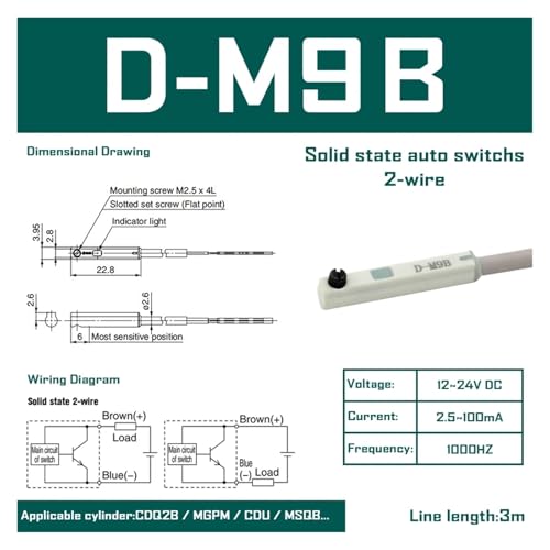 Sensor de láminas D-A93 D-M9B magnético para controlar cilindros industriales pack 10 2