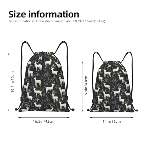 Drawstring Backpack - Deer Plant Print Sports Gym Sackpack String Bag For Women Men, Lightweight Draw String Back Bag For Workout Travel2