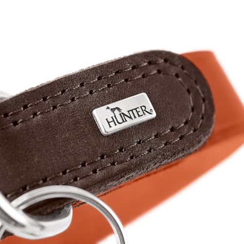 HUNTER Hundehalsband LEMVIG, Farbe: Cognac/Oliv, Leder, belastbar & strapazierfähig, angenehm weich, komfortabel, elegant & trendig, Made in Germany, Größe: 55