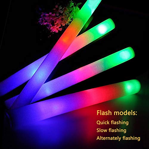 Colorhome Glow Sticks Bulk - 100 Pcs Led Foam Sticks Glow In The Dark Party Supplies With 3 Modes Flashing Effect, Glow Batons Party Favors For Wedding, Party, Raves, Concert #TOP4