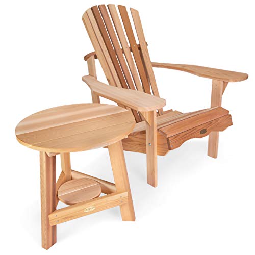 All Things Cedar Tp22-Set Adirondack 2-Piece Cedar Patio Chair Tripod Table Set #TOP6