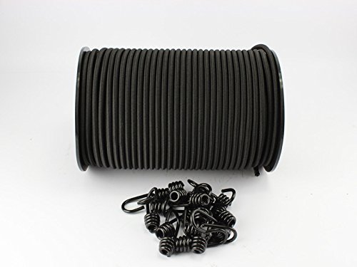 8mm Expanderseil schwarz 30m 10 Spiralhaken Gummiseil Planenseil Haken by monoflex