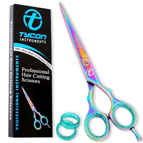 Tycon Hair Cutting Scissors Professional 6.5″ – Japanese Stainless Steel, 2.7″ Razor Edge Blade Barber Scissors – Ergonomic design – Precision Hair Scissors for Smooth Cutting – Salon & Personal Use