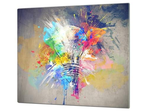 Cubre vitros de cristal templado - Tabla para cortar de cristal – Tabla para amasar y protector de vitro – UNA PIEZA (60 x 52 cm) o DOS PIEZAS (30 x 52 cm); D40 Serie de Ilustraciones Coloridas