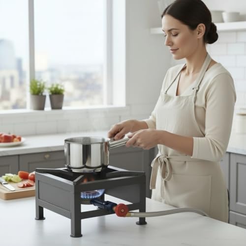 Image of COCS Single Bio Gas Stove (10x10x7 Inch), Heavy Duty Iron Body, Cast Iron Burner, Manual Ignition, Bio gas Stove (Biogas Compatible)