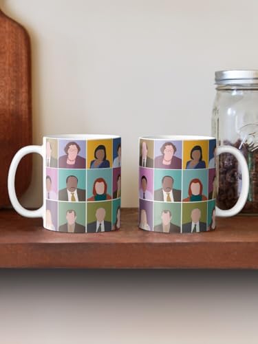 Image of The Faces of The Office Ceramic Mug 330ml - Funny Character Collage Printed Coffee Cup - Microwave Safe Dishwasher Friendly - Sitcom Gift Mug for Fans, Coworkers, Office Desk Humor