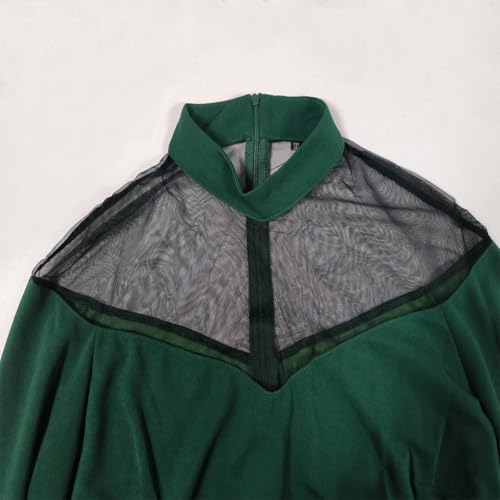 Vestido gótico con panel de ilusión transparente de manga larga para noche 3