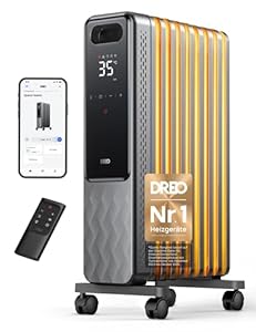 Dreo Ölradiator Energiesparend 2000W, Mobile Elektroheizung 9 Rippen mit Fernbedienung, 3 Heizstufen, 4 Modus, 24h Timer, Überhitzungs-Kippschutz, Radiatoren Elektrisch Heizung mit Thermostat, OH310