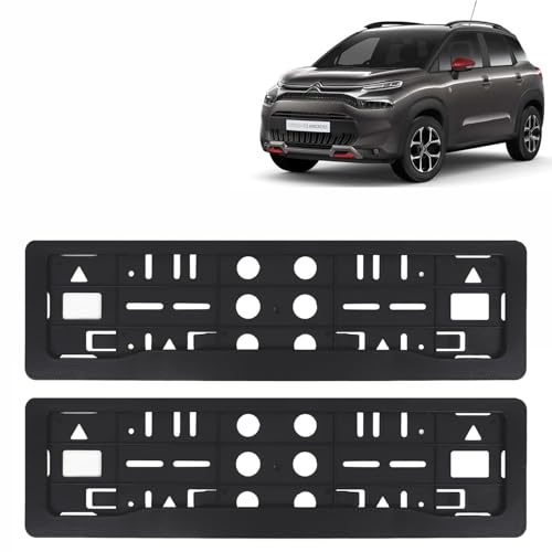 Image of KINGSWAY C3 Aircross Car Number Plate Frames for All 2023 Onwards Models of Cit-Ro-En Car Registration Plate Holders, Black Licence Plate Covers (Front and Rear), Universal Size 51.5 x 14.5 cm